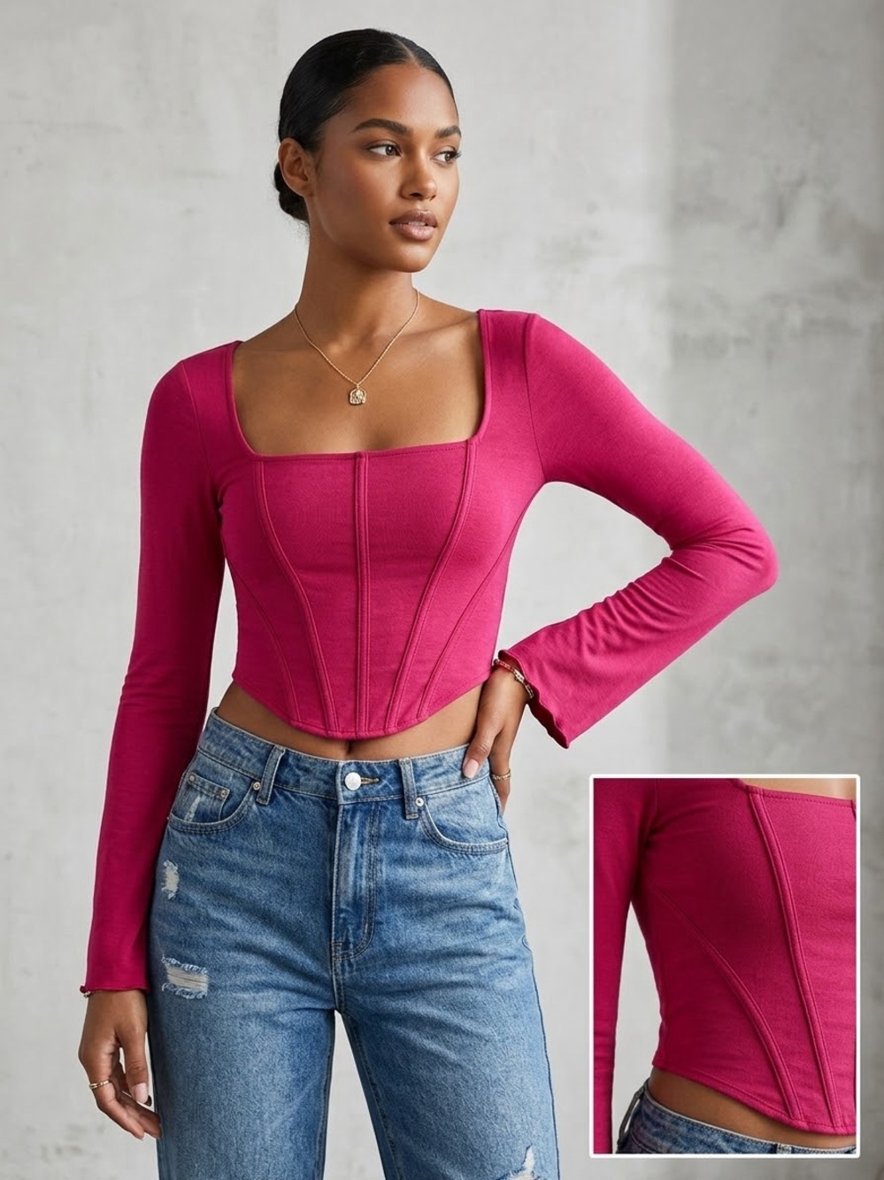 Urban Outfitters New with tags Plum Long-Sleeve Corset Crop Top Mesh Medium